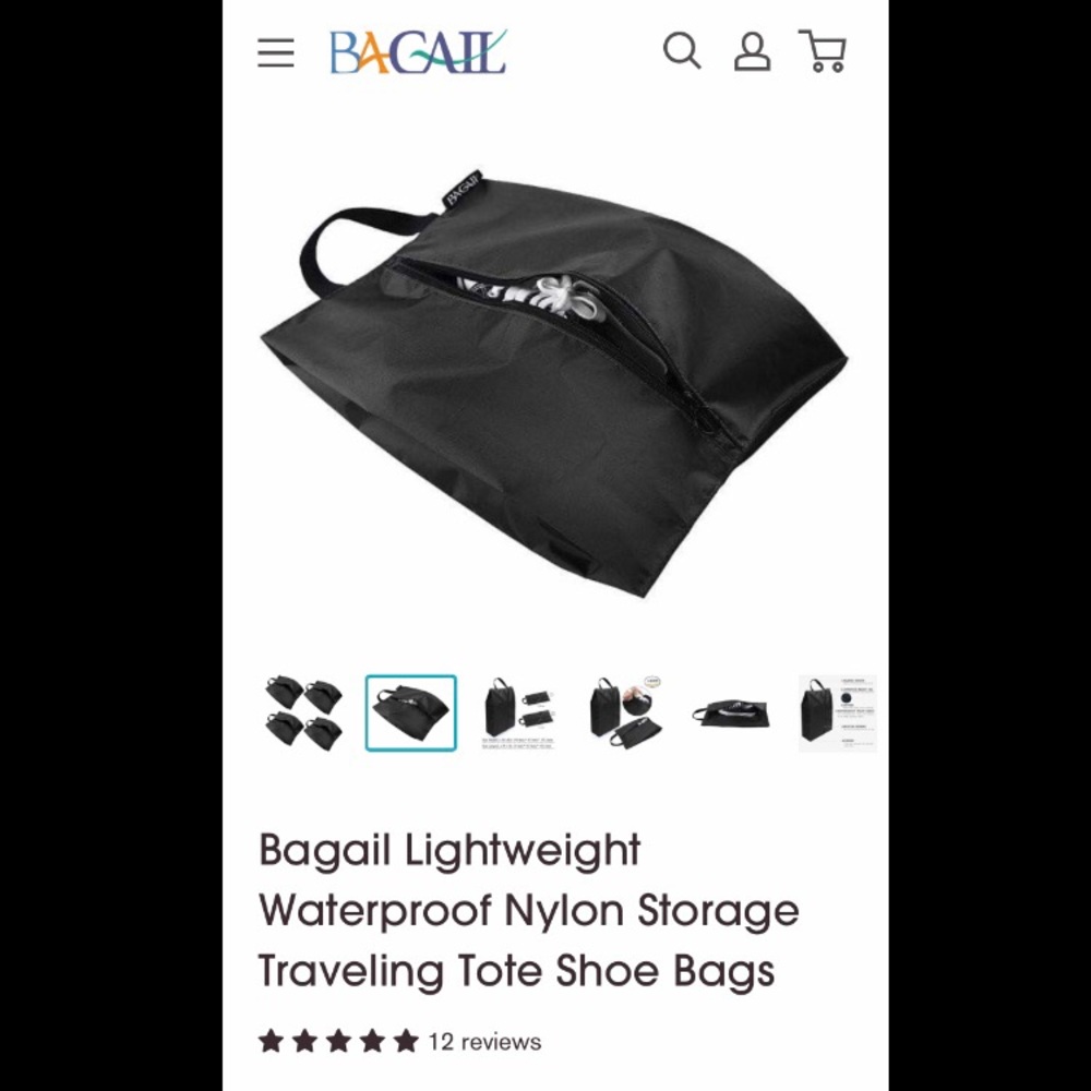 TWO Bagail Nylon Storage Traveling Tote Shoe Bags